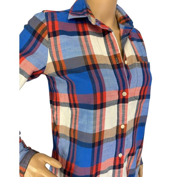 J. Crew Boy Shirt in Pacey Plaid Flannel C9828 Size 00 - Picture 11 of 14
